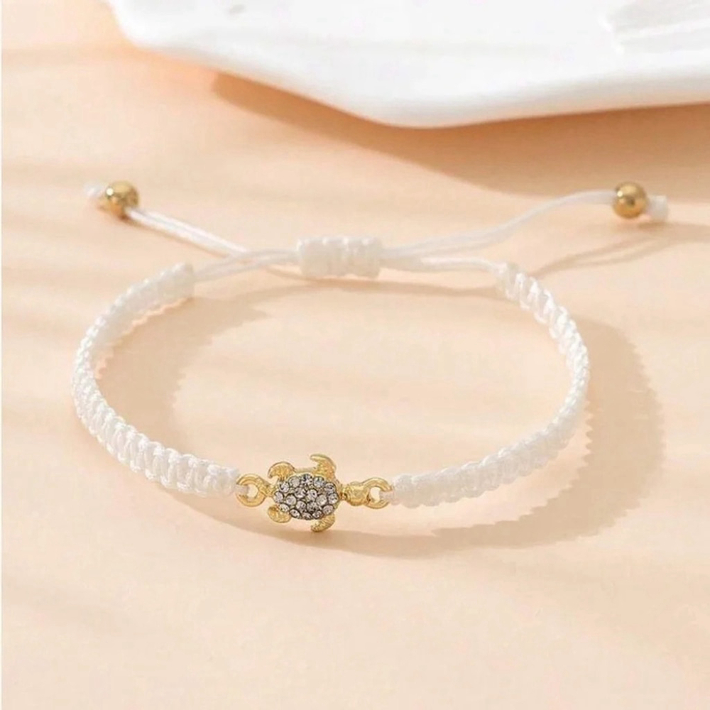 ⚠️Clearance White And Gold Turtle Pendant Bracelet SS